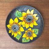 Mid-century German studio pottery wall plate with Ruscha sunflower motif, 1960s.