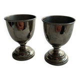 A set of two silver egg cups