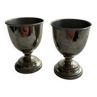 A set of two silver egg cups