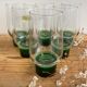 Set of 6 large Luminarc green foot glasses