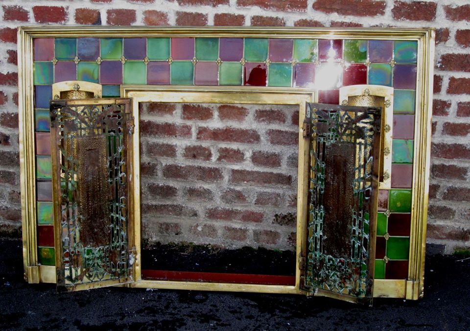 Firewall tiled fireplace plate
