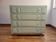Vintage upcycled commode — mint green and natural wood