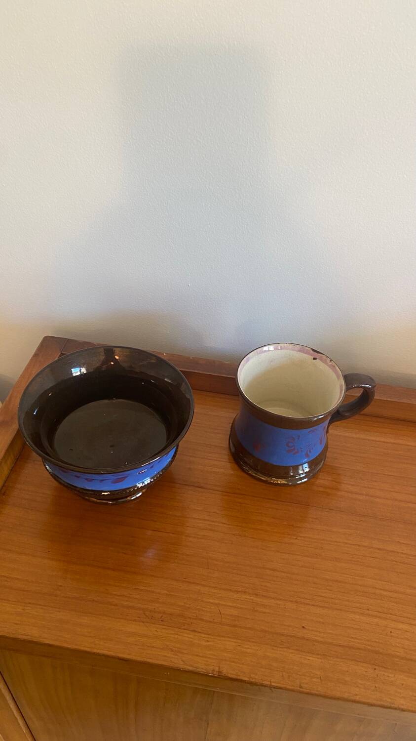 Jersey earthenware bowl and cup/mug duo