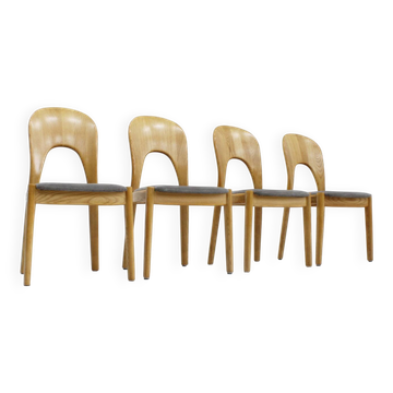Vintage Danish dining chairs by Niels Koefoed solid oak, 1960s, set of 4