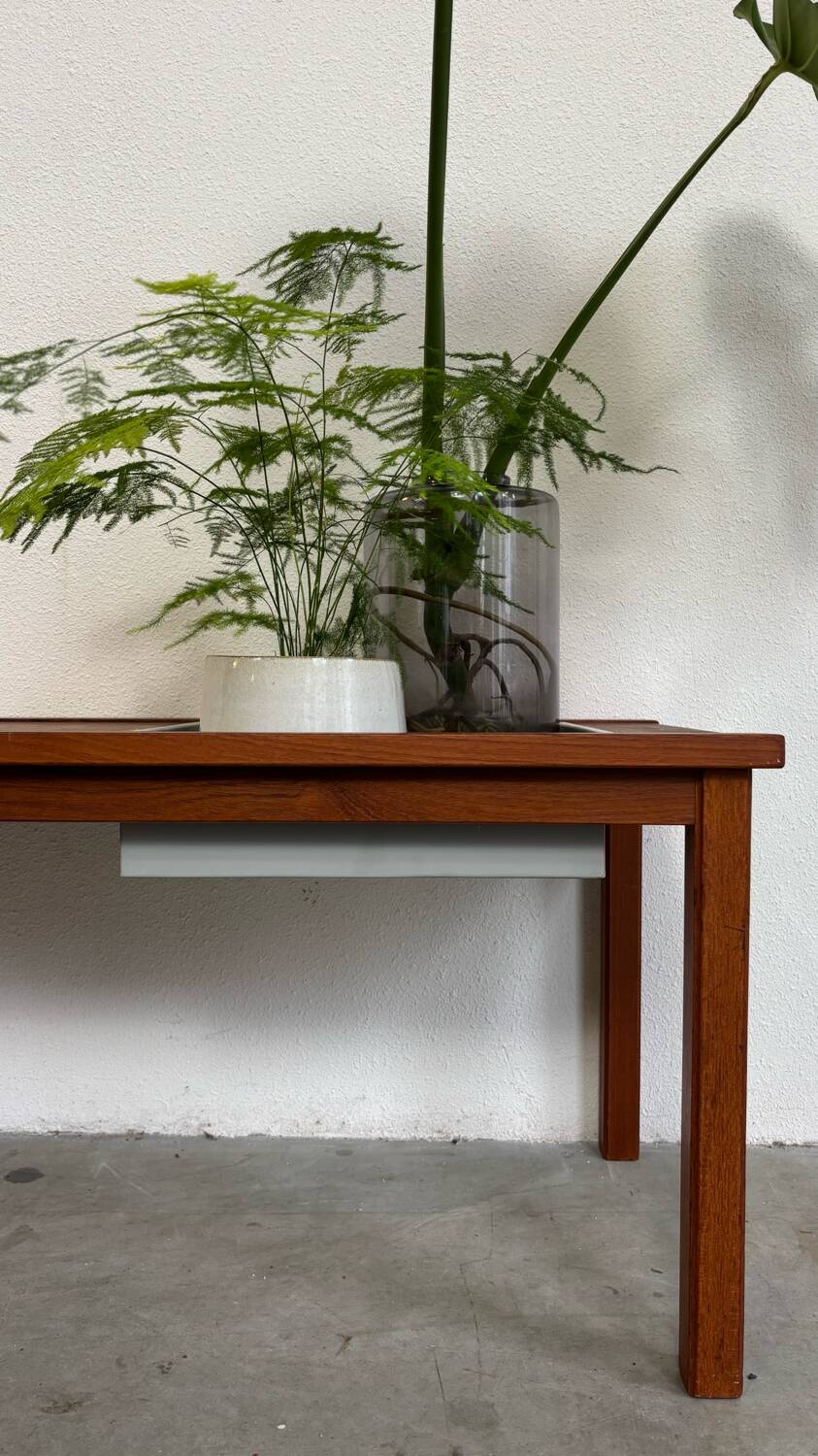 Vintage Danish bench with planter in teak