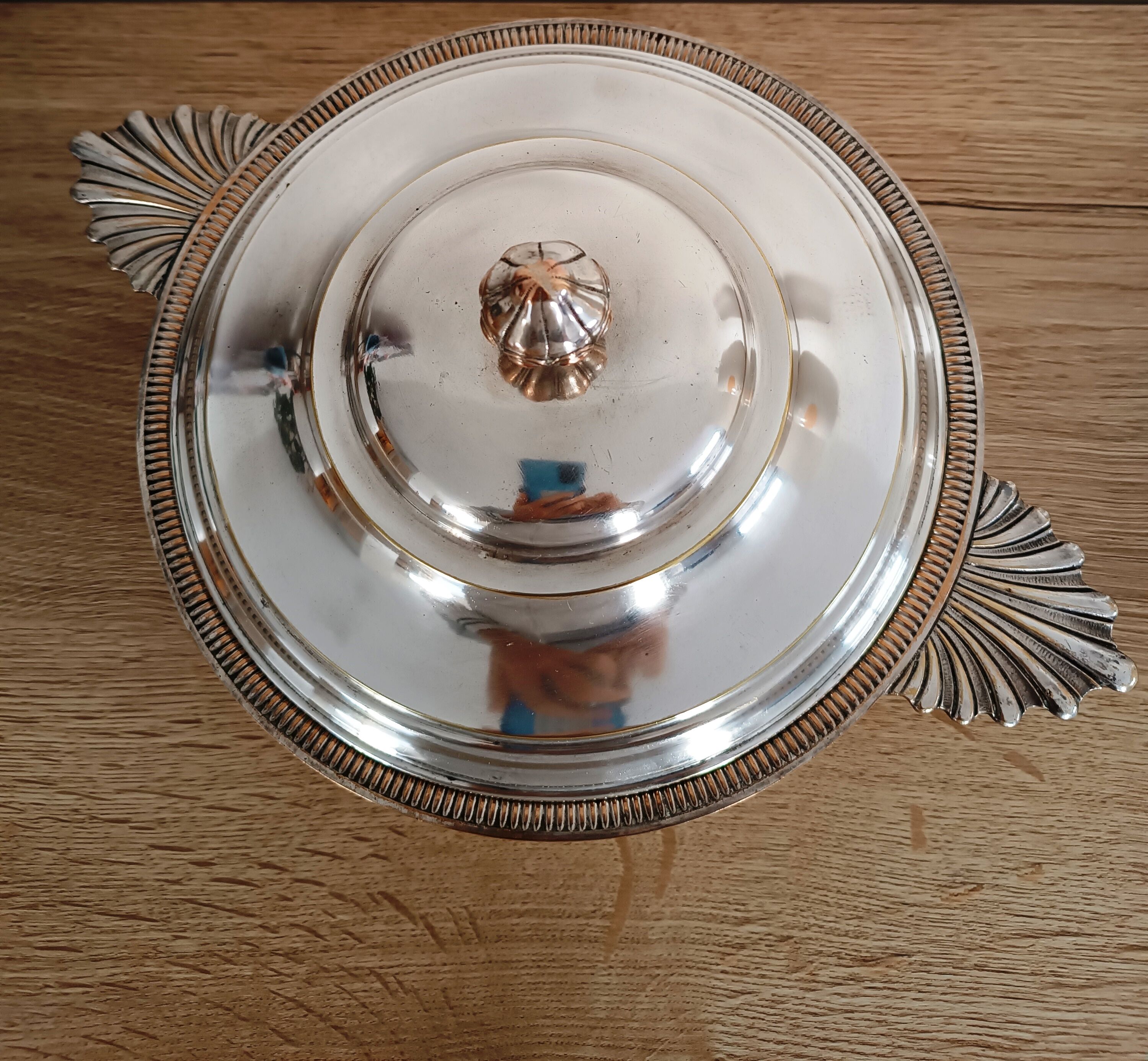 Art Deco silver metal vegetable dish