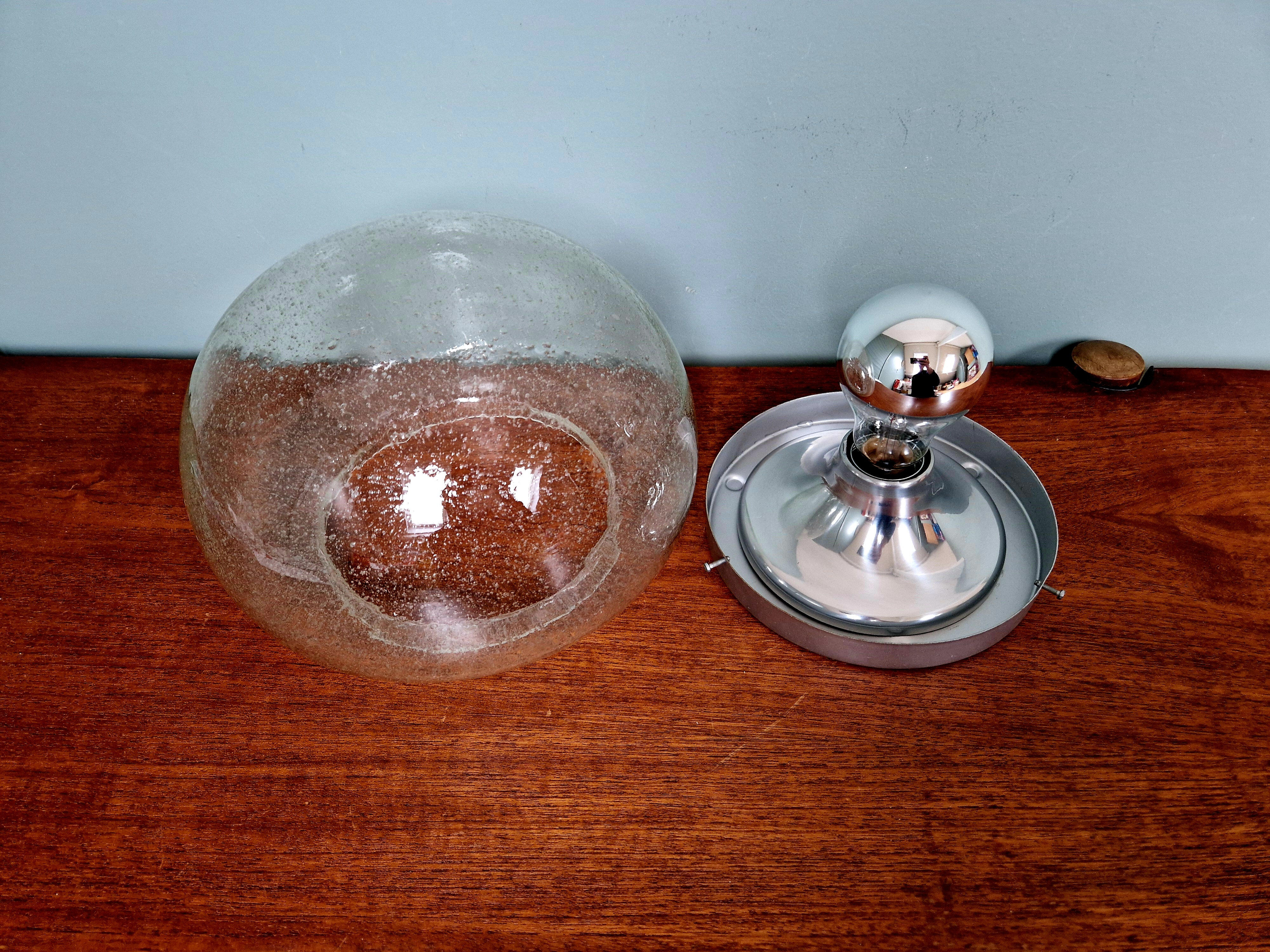 Ceiling light/wall sconce in blown bubble glass, Limburg, 1970