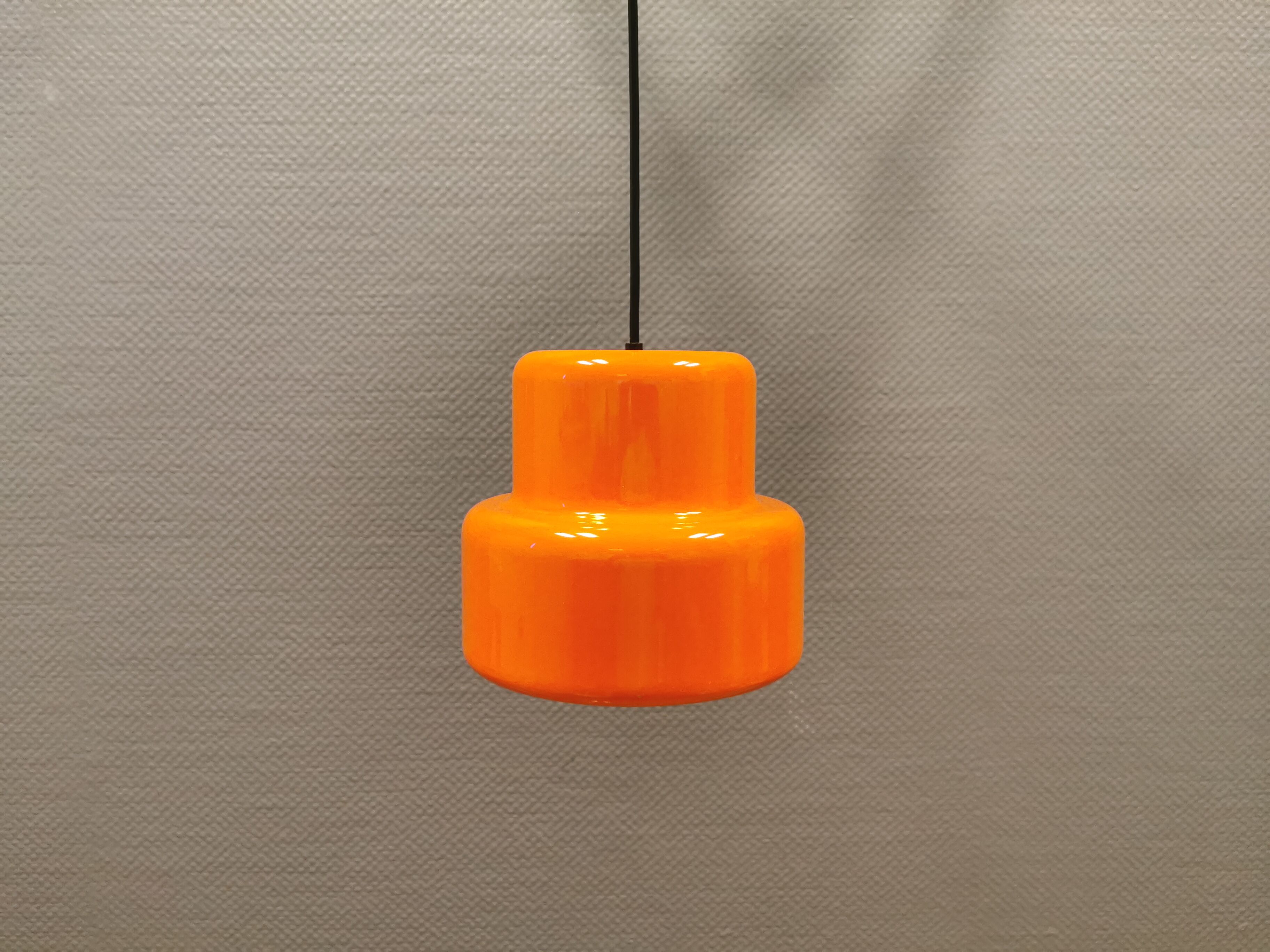 Mini poker hanging lamp in orange original colour  Jo Hammerborg