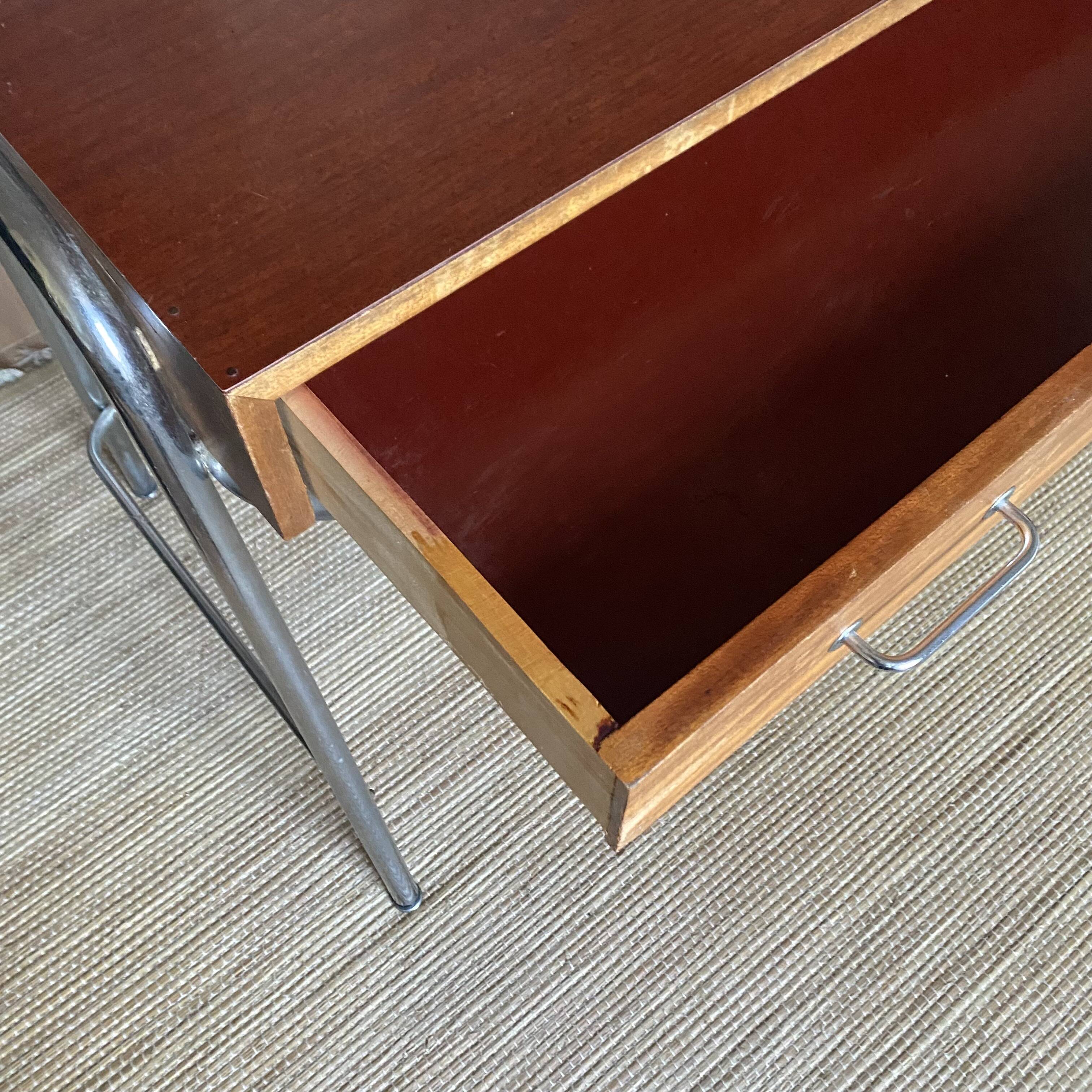 Bureau tubulaire chromé années 50-60