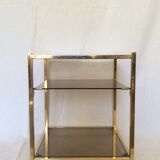 End table in metal gold chrome to three trays of smoked glass years 70/80