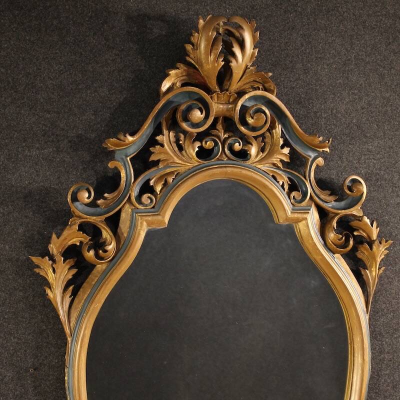 20th century Italian lacquered and gilded Louis XV style mirror