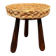 Tabouret tripode en chêne et paille Audoux et Minet 50’s