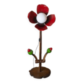 Inlaid and lacquered wooden floor lamp, 1960s.