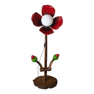 Inlaid and lacquered wooden floor lamp, 1960s.