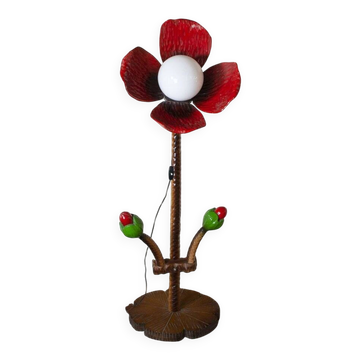 Inlaid and lacquered wooden floor lamp, 1960s.