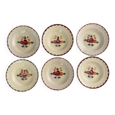 6 assiettes creuses anciennes en faïence de Longchamp