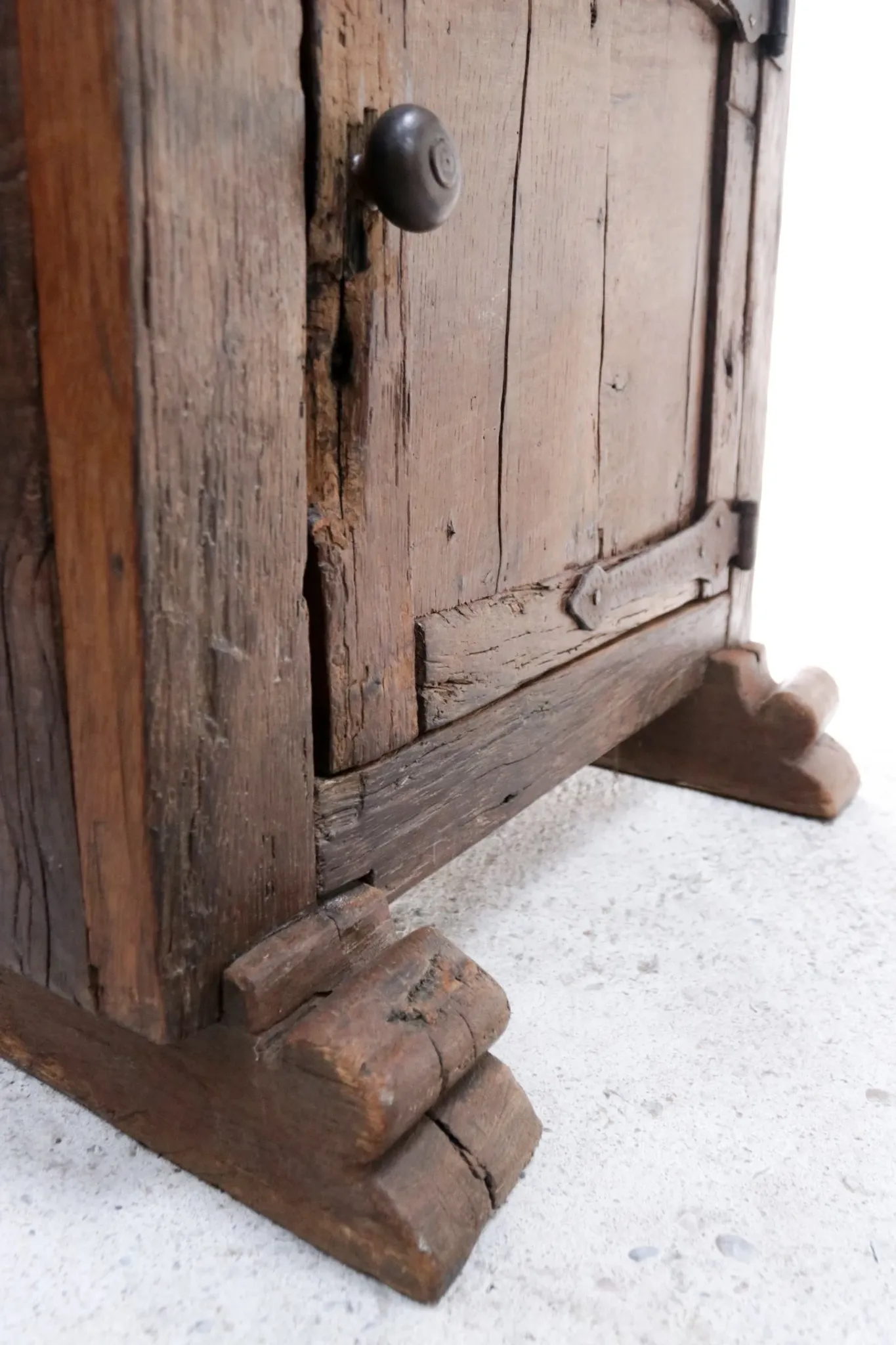 18th-century German primitive cabinet on sledge feet with forged hardware