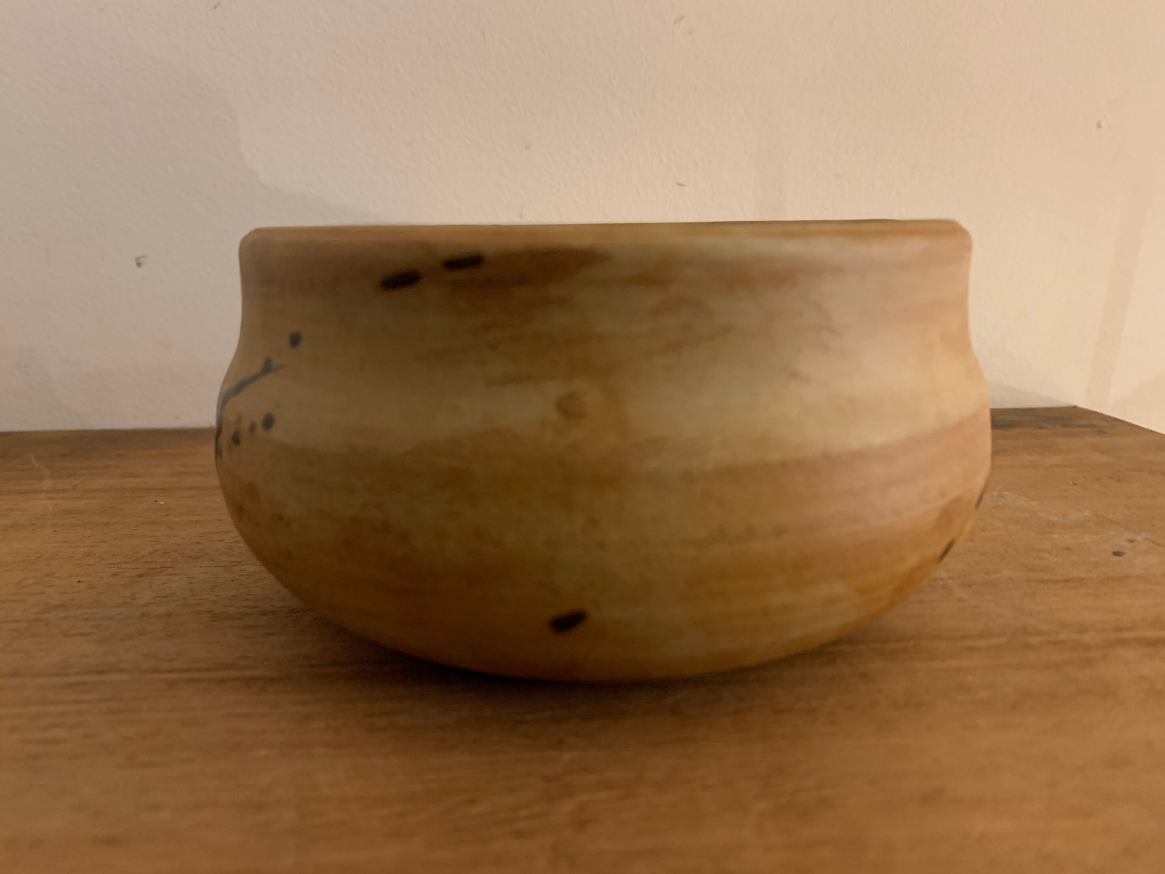 Enamelled sandstone bowl tachist Pottery of the Dove