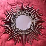 Vintage bamboo rattan mirror 50s