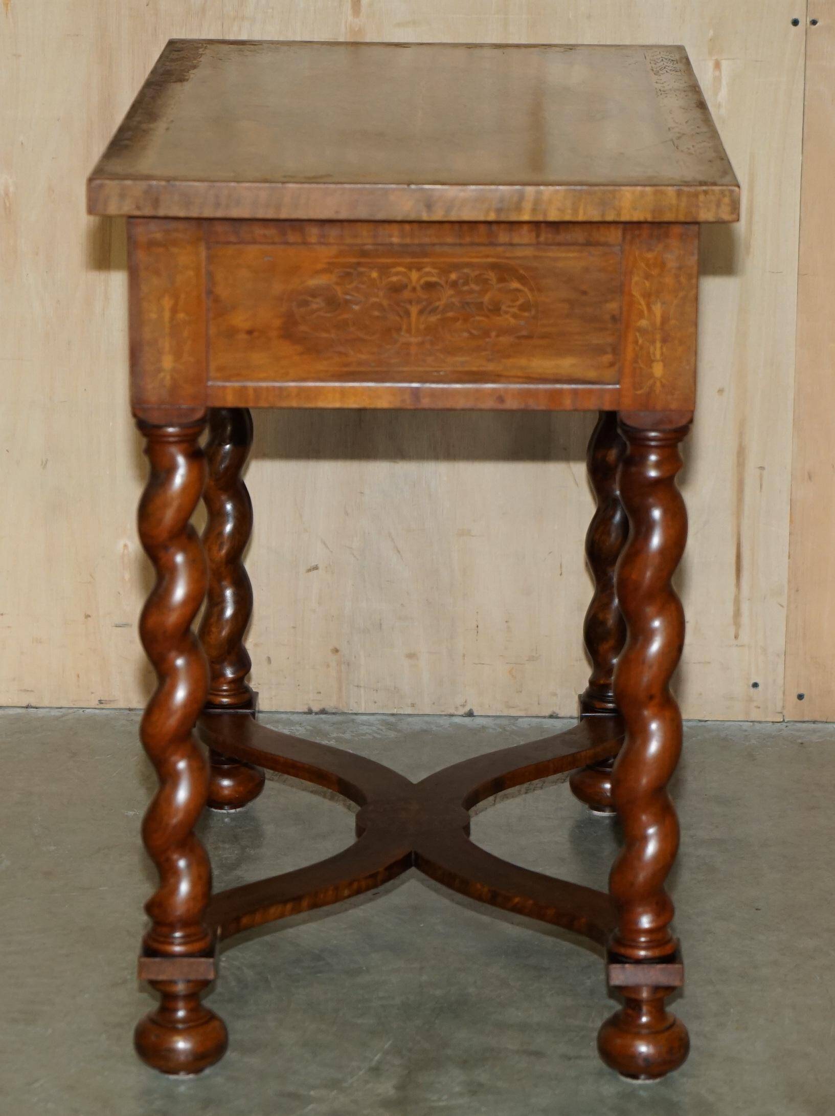 William & Mary antique marquetry drawer desk in Seaweed style.