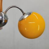 Bauhaus Chandelier with Colored Glass Globes, Czechoslovakia, 1930s