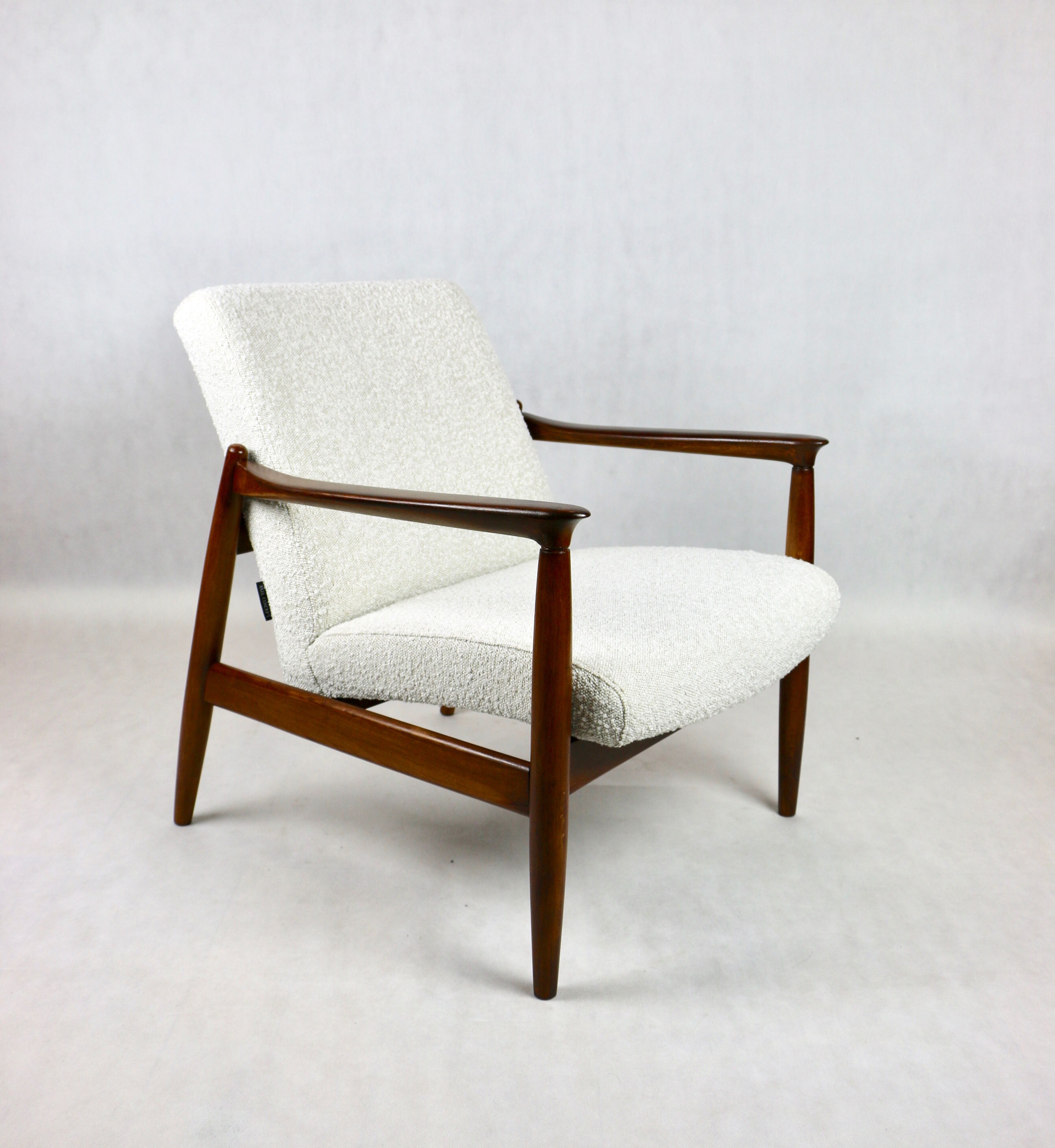 White Boucle GFM-64 armchair by Edmund Homa, 1970s