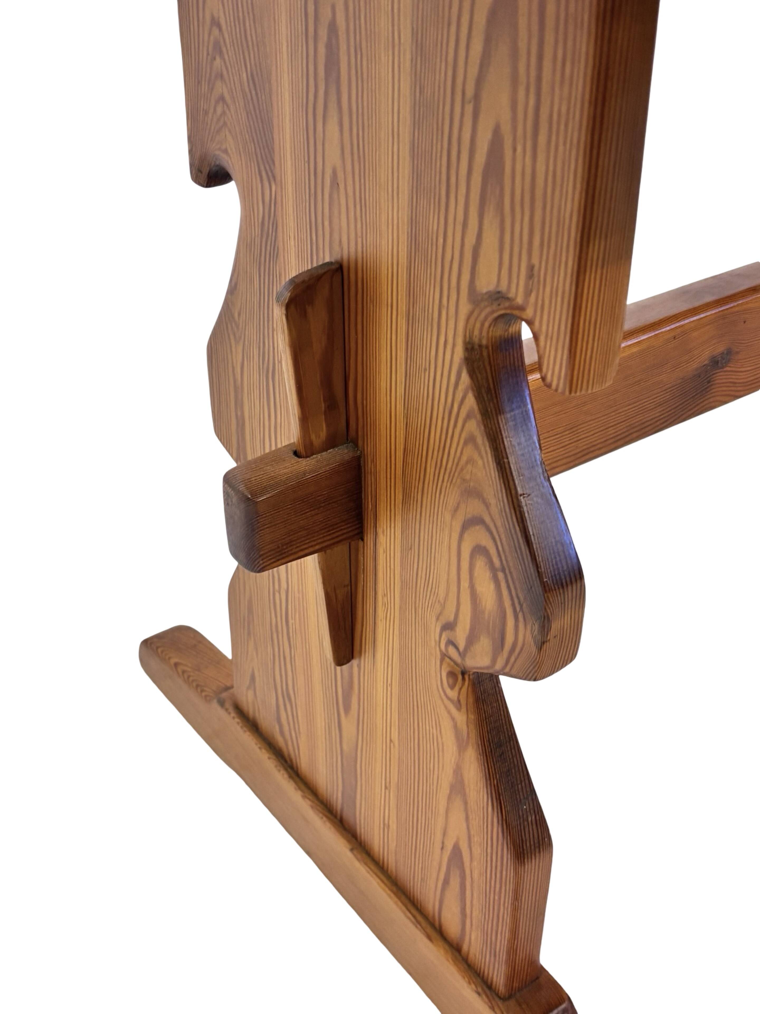 Vintage Pinewood Dining Table Desk with Drawer 60s Design