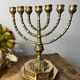 Candlestick, Seven-branched Menorah in brass