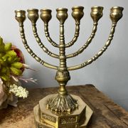 Candlestick, Seven-branched Menorah in brass