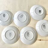 Set of 6 Sarreguemines Digoin earthenware coffee cups with art deco polka dots, 1930s