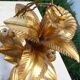 Golden metal palm tree lamp by Hans Kogl, three lights.