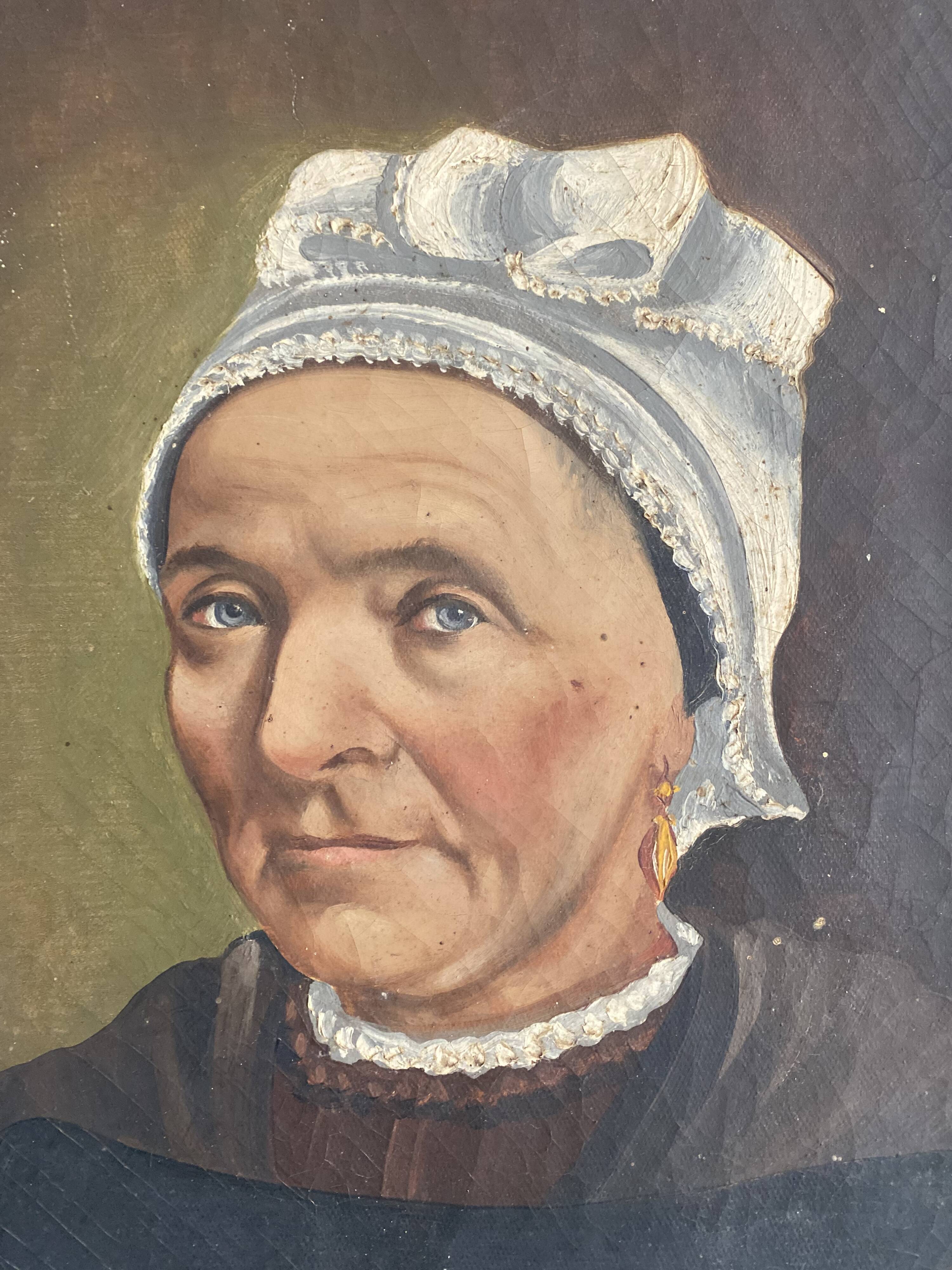 Portrait of a woman with a 19th century headdress