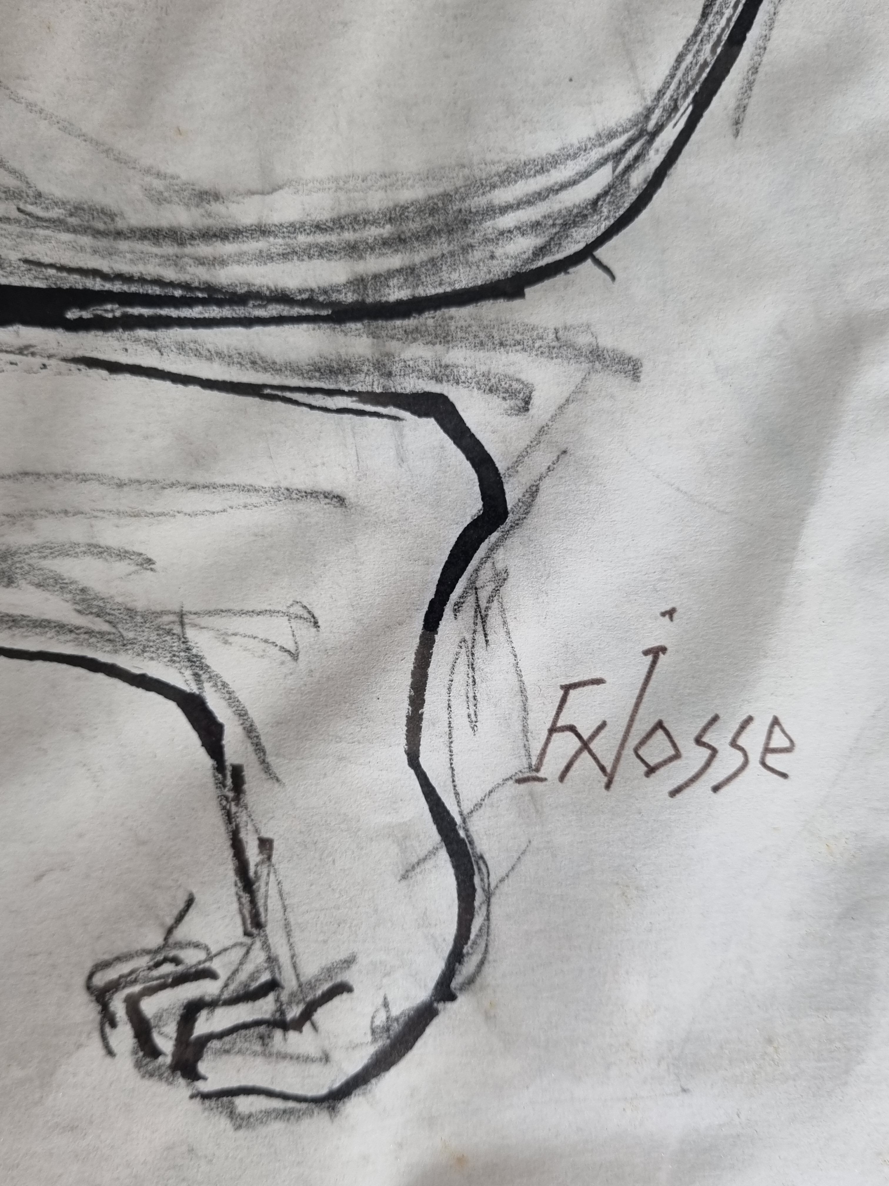 Nude study "Lydie" signed by François Xavier Josse, 50s, 71 x 54 cm