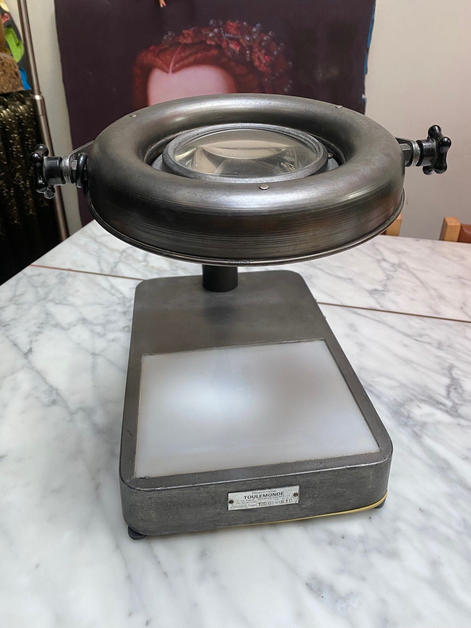 Vintage industrial magnifying lamp Jean Toulemonde 60s
