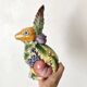 Italian barbotine pitcher Rabbit and fruits