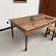 Antique farm table from the 1950s, with 3 drawers and turned legs