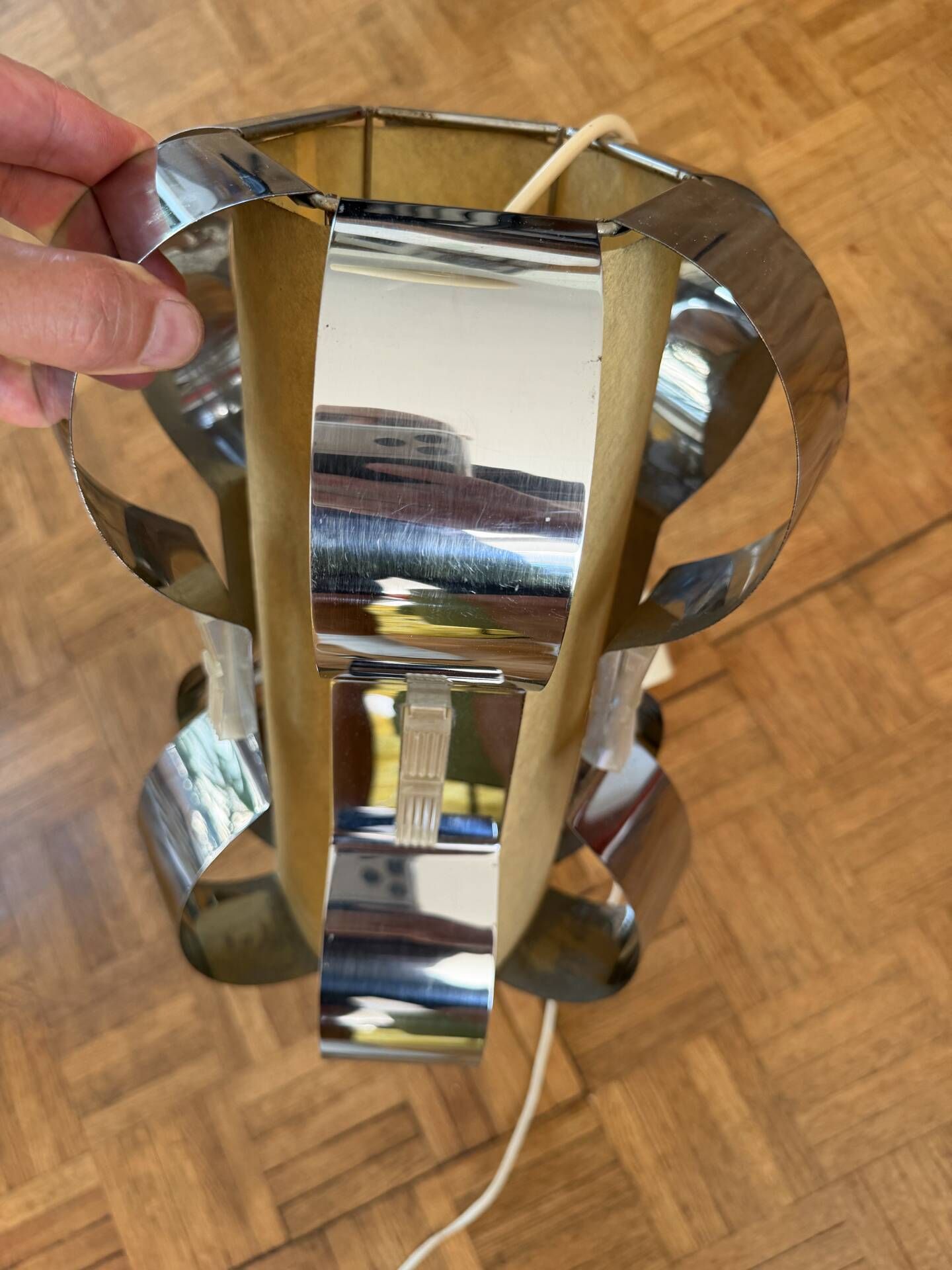 Chrome metal slat lamp, 1970s, psychedelic