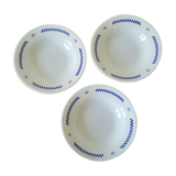 Hollow plates in earthenware Lustucru décor vintage checkerboard blue tiles