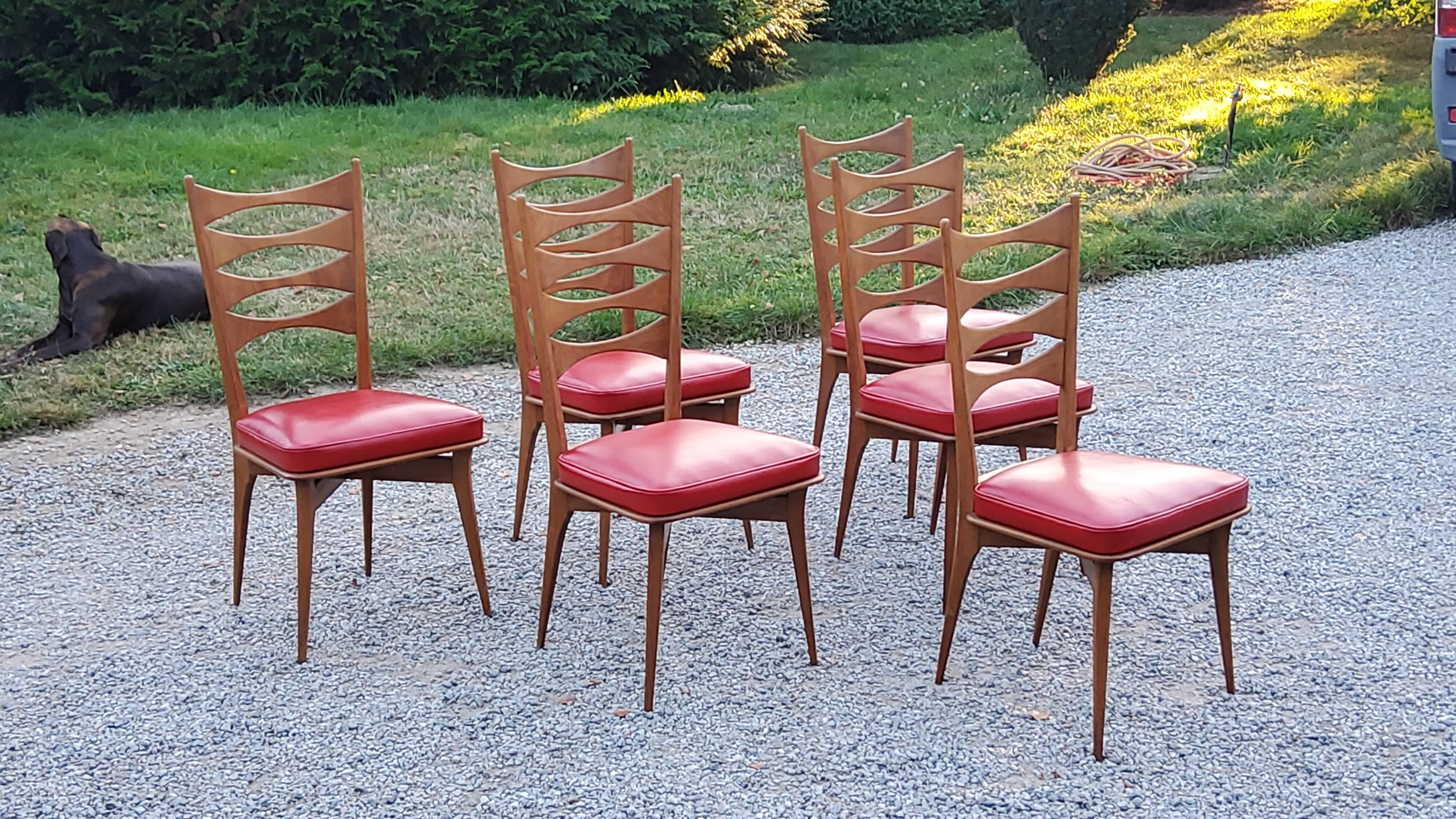 Set of 6 vintage Scandinavian style chairs from the 50s