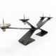 Brutalist modernist chandelier with four peaks in hammered metal 1960-1970
