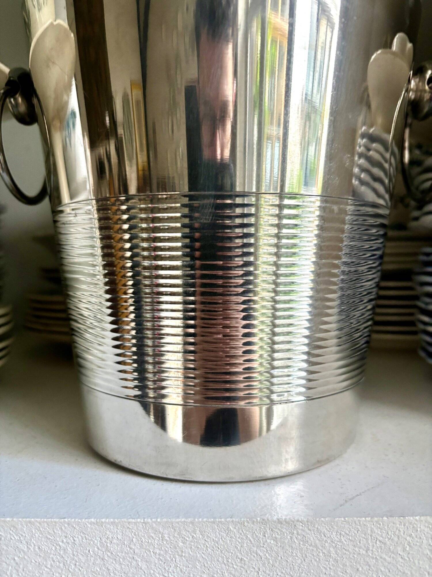 Silver metal champagne bucket