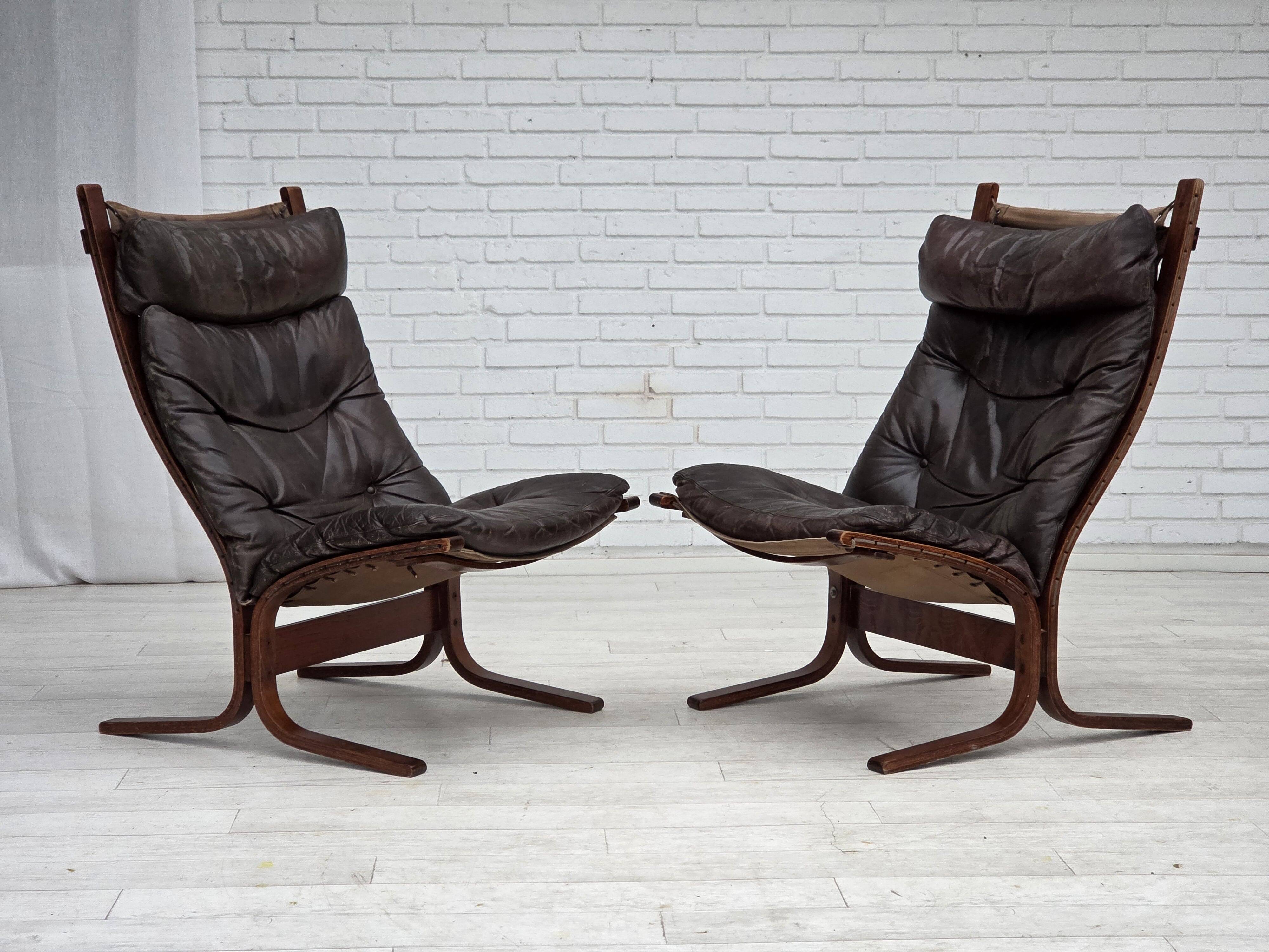 1970s, Norwegian design by Ingmar Relling, model "Siesta", leather.