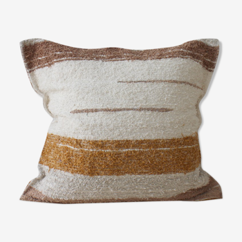 Artisanal cushion cover - 60 x 60 cm - mocha and white