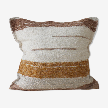 Housse de coussin artisanale - 60 x 60 cm - moka et blanc