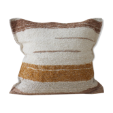Artisanal cushion cover - 60 x 60 cm - mocha and white