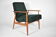Vintage armchair "Fox", restored, green forest fabric, 60s