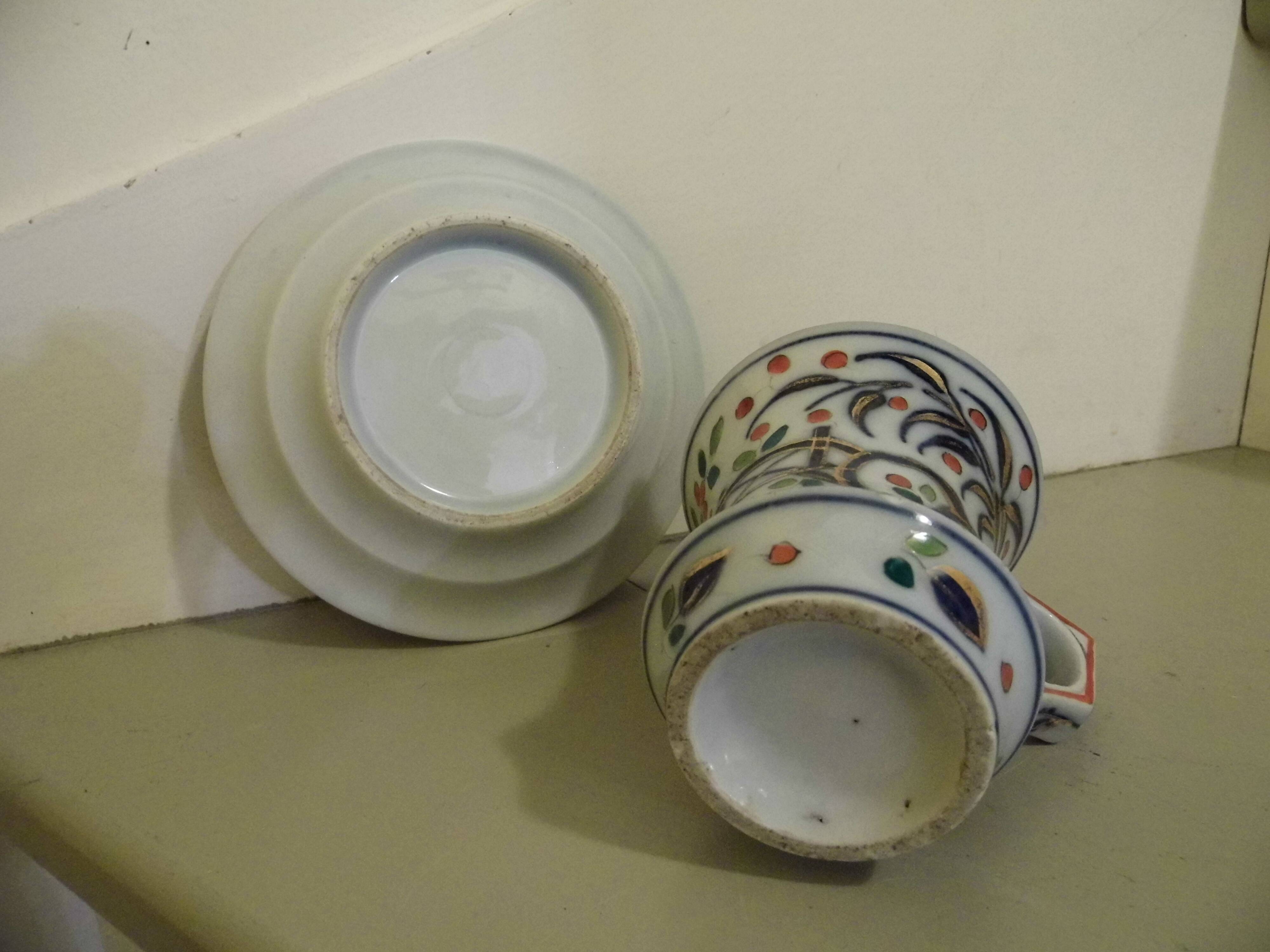 Cup and saucer, brulot, Bayeux porcelain 19th century
