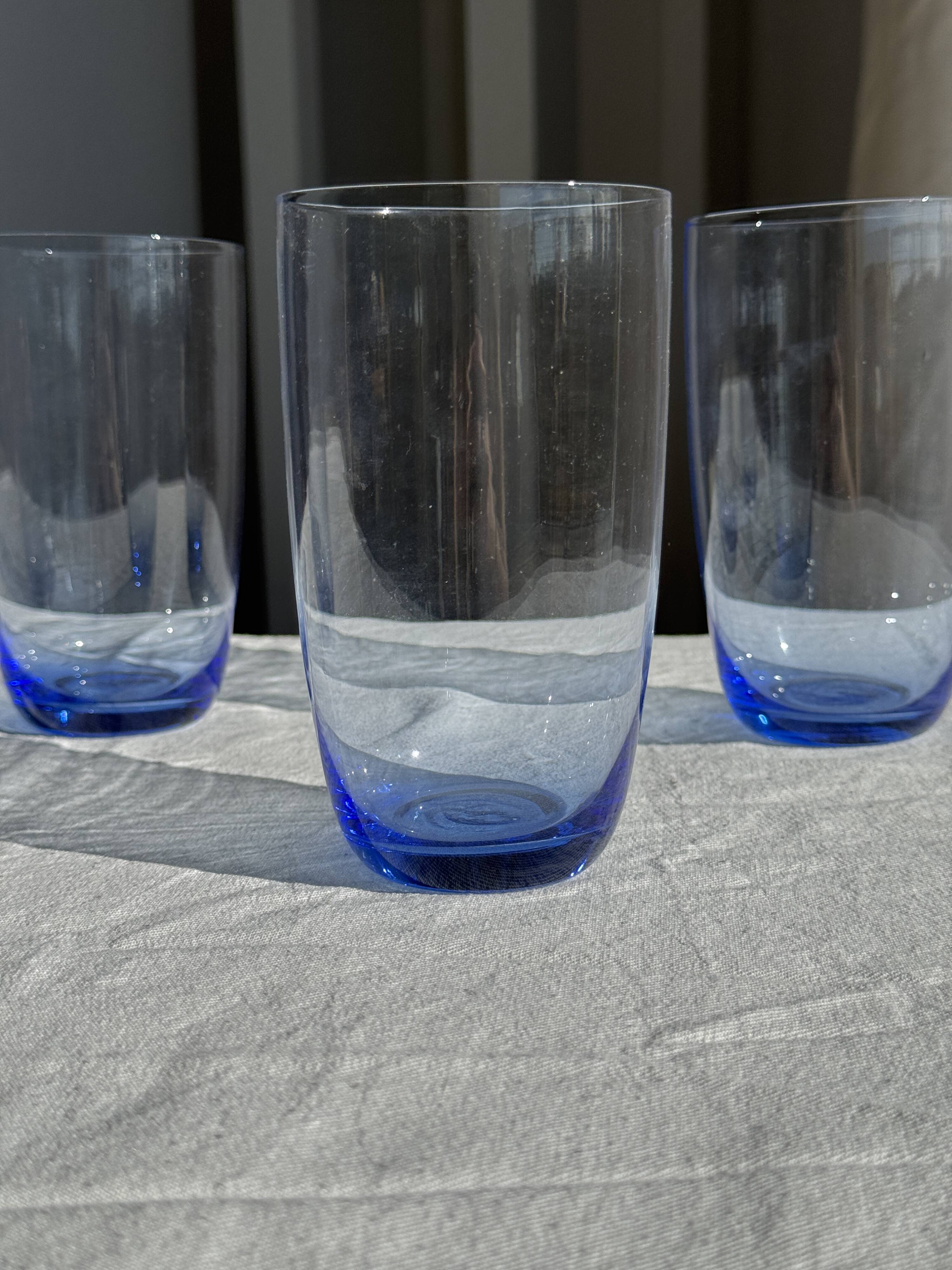 Set of 4 blue orangeade glasses H14