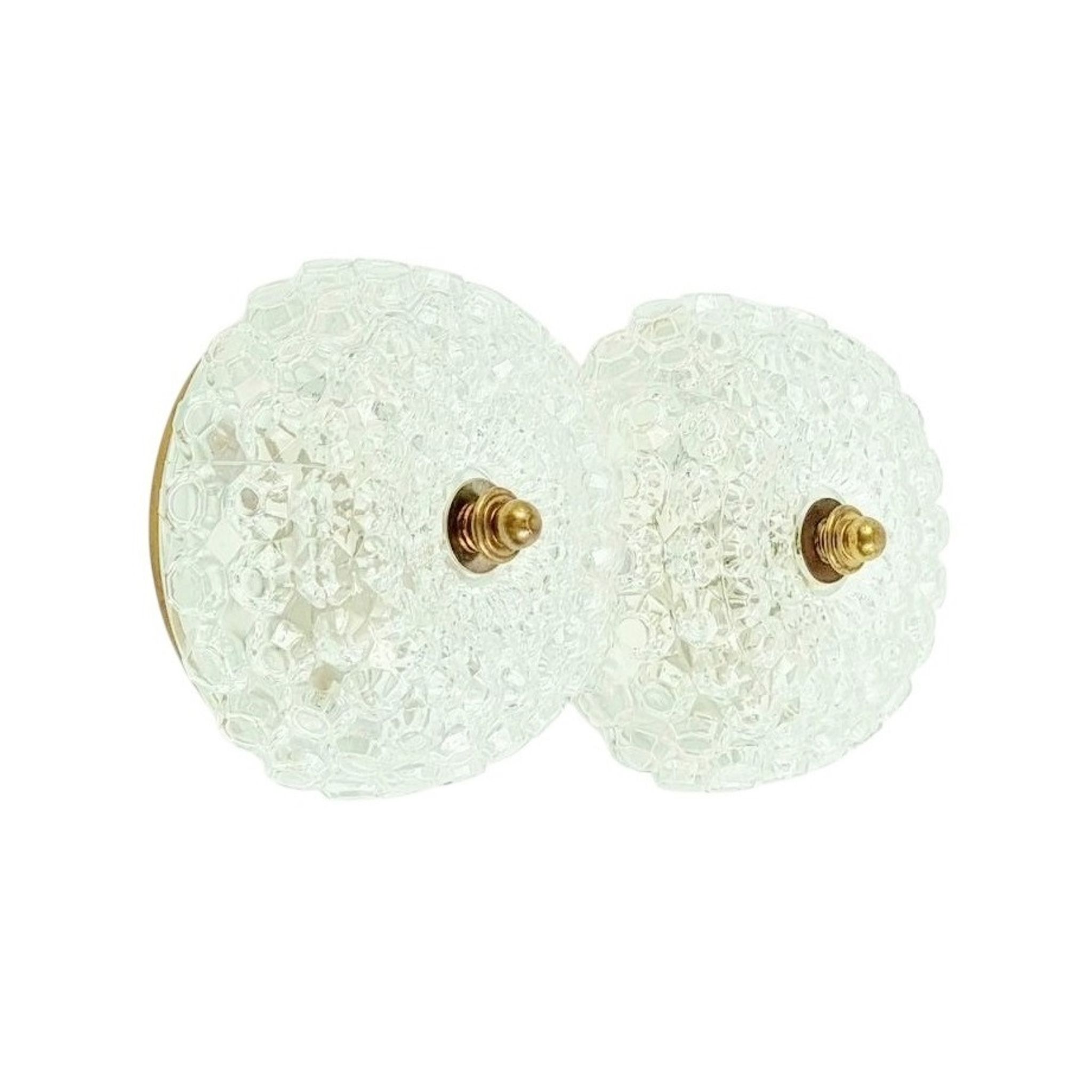 Pair of Mid-Century Diamond Glass Wall Lights H. Tynell for Limburg, 1970s