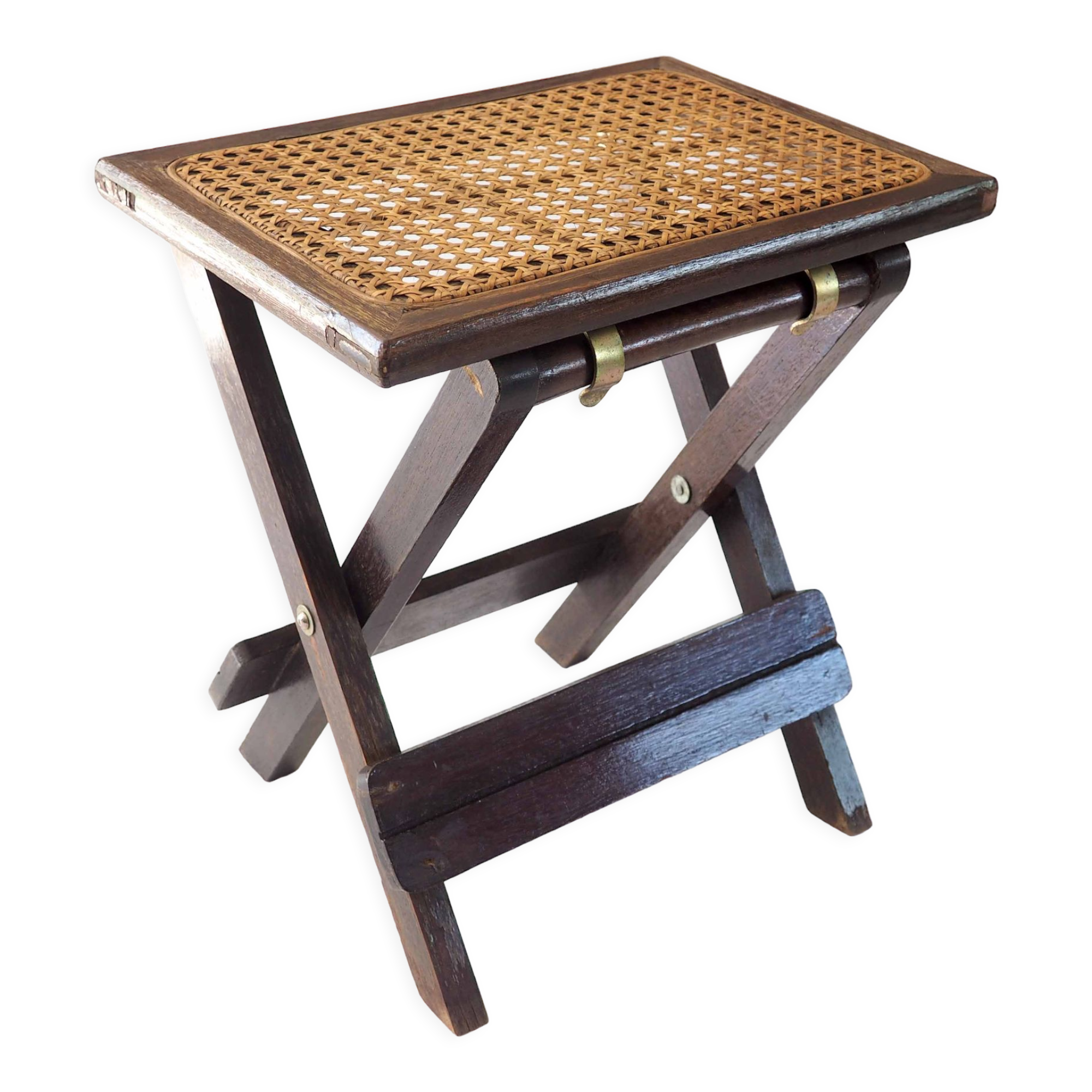 Folding wooden stool